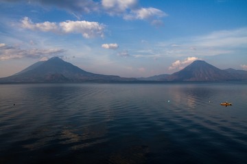 Fototapeta na wymiar Volcano at Lake Atitlan, Panajachel, Guatemala, Central America