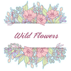 Pastel wild flowers delicate frame