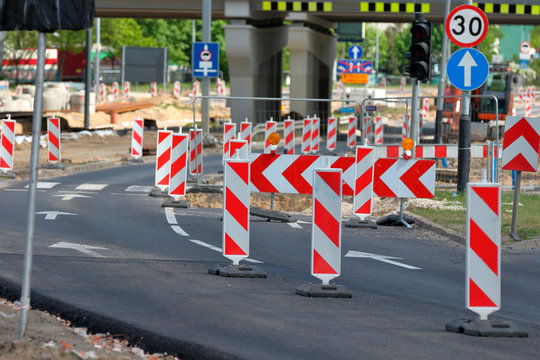 Road construction in the city