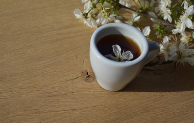 Cup with drink close-up.