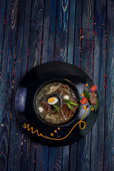 beautiful and bright, unusual dish, author's performance, for design in culinary projects	