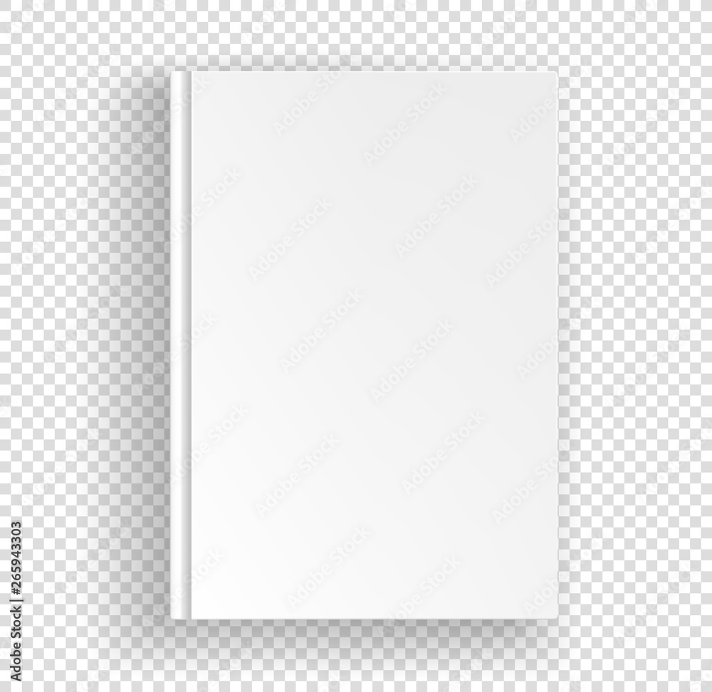 Poster White book a4 format vector mock up isolated on transparent background. Closed book top view vector illustration