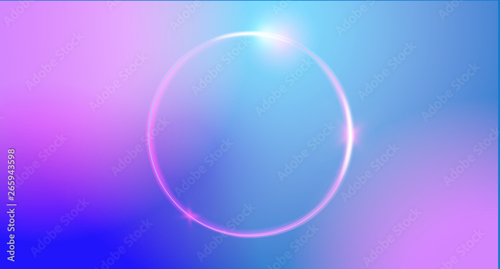 Poster Abstract color trendy background with neon round frame
