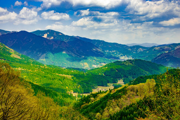 Fototapeta na wymiar 兵庫県中西部・山間の初夏、新緑の景色