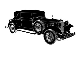 vintage car silhouette isolated vector