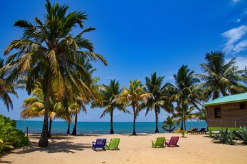 Beautiful sand beach in Hopkins, Belize, Central America