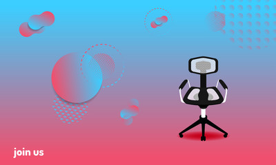 abstract colorful background. we hiring and new jobs team members. a chair for candidate. join us. vector illustration eps10
