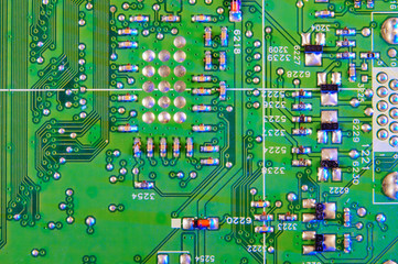 Electronic board design, Motherboard digital chip. Tech science background.