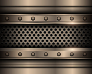 Metal background with rivets, technology vector design.