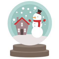 雪だるまのスノードームのイラスト