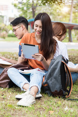 Top view high angle group of male and girl students