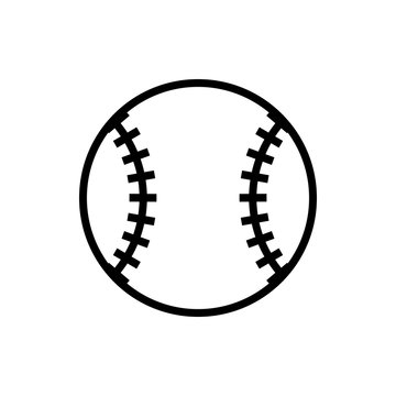 Vector image of an isolated, linear ball baseball icon. Design a flatball ball baseball icon