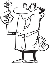 Businessman holding Four Leaf Clover