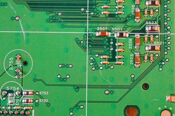 Electronic board design, Motherboard digital chip. Tech science background.