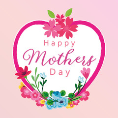 Happy mother's day layout design with roses, lettering, ribbon, frame, dotted background. Vector illustration. Best mom / mum ever cute feminine design for menu, flyer, card, invitation