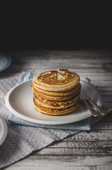 Pancakes with forest fruit sauce