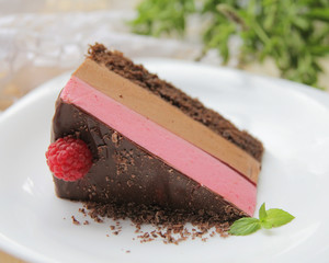 Chocolate and raspberry cake trio