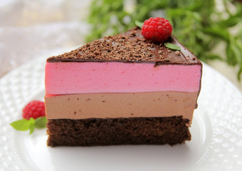 Chocolate and raspberry cake trio