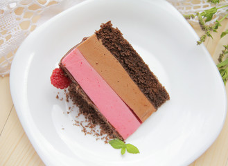 Chocolate and raspberry cake trio
