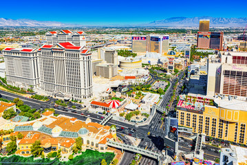 Main street of Las Vegas - is the Strip. View from above. - obrazy, fototapety, plakaty