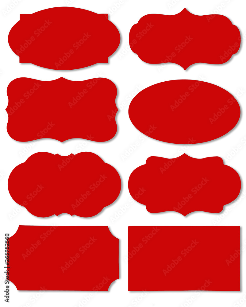 Wall mural colorful red set of different speech bubble as a cloud isolated on empty white background.