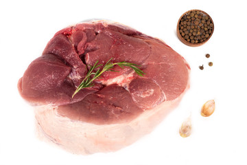 Piece of pork meat on white background. Isolate.