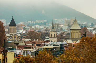 Tbilisi landscape at rain time