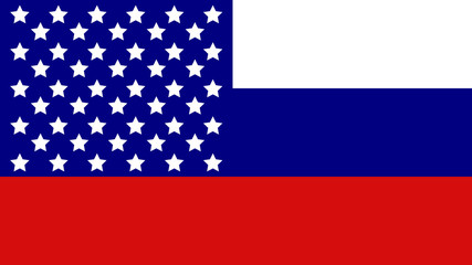 Russian flag with USA stars flag.
