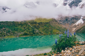 Humantay lake in Peru on Salcantay mountain in the Andes at 5473m altitude.