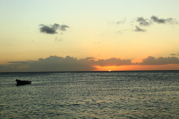 sunset on the beach in Martinique