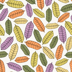 Tropical background with palm leaves. Seamless floral pattern. Summer vector illustration. Flat jungle print