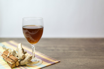 Herbal tea drink is concentrated formula, Copy-space.