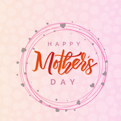 Happy mother's day layout design with roses, lettering, ribbon, frame, dotted background. Vector illustration. Best mom / mum ever cute feminine design for menu, flyer, card, invitation