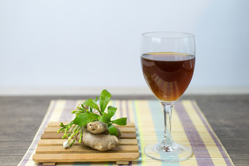 Herbal tea drink is concentrated formula, Copy-space.