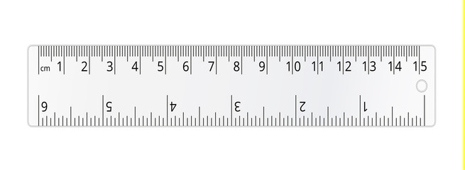 Vector simple transparent school ruler isolated on white background