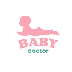 Baby newborn to lie logo vector illustration sign doctor