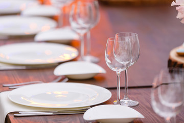 glasses on the table on the background