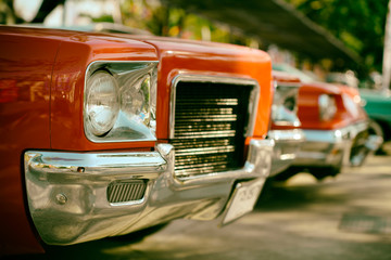 Classic Car park in row