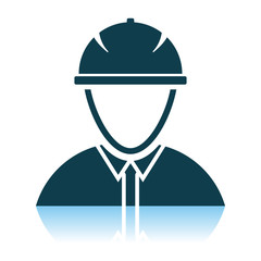 Icon Of Construction Worker Head In Helmet