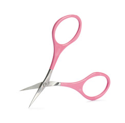 Pair of nail scissors on white background