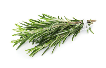 Obraz premium Bunch of fresh rosemary on white background