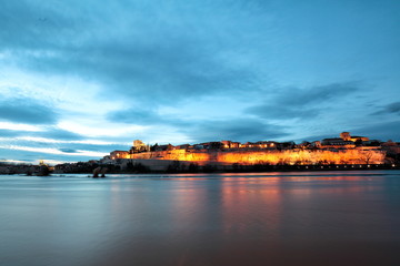 Fototapeta na wymiar Panoramic Zamora with the Romanesque cathedral and the river Duero, Spain