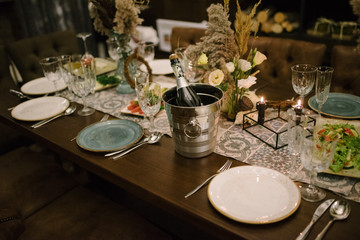 decoration of the banquet hall on the wedding day