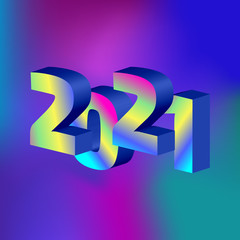 2021 year vector sign on the color background