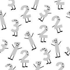 シームレスパターン　数字の1,2,3のキャラクター