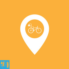 Map icon with electric bicycle icon, sign - vector illustration