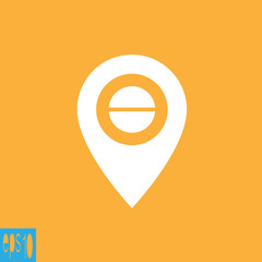 Map pointer minus sign, icon  - vector illustration