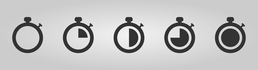 Set of Timer vector icons on white background. Countdown Timer. Vector illustration.