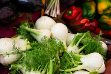 Vegetables market in Italy. Agricultural food. Fresh organic products.