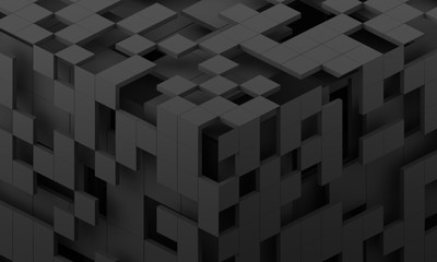 Abstract 3d render, modern background with cubes, geometric design